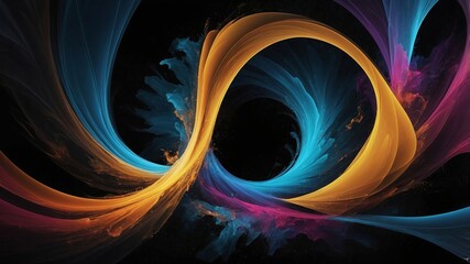 Elegant Colorful Swirling Ribbons of Blue, Orange, and Pink in Modern Abstract Art for Background Wallpaper Illustration. Generative AI