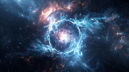 Futuristic Sci-Fi Template with Illuminated Plexus Effect and Copy Space for Text