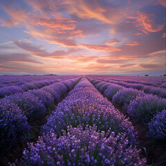 Obraz premium lavender field at sunset