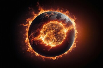 Fototapeta premium burning earth in fire