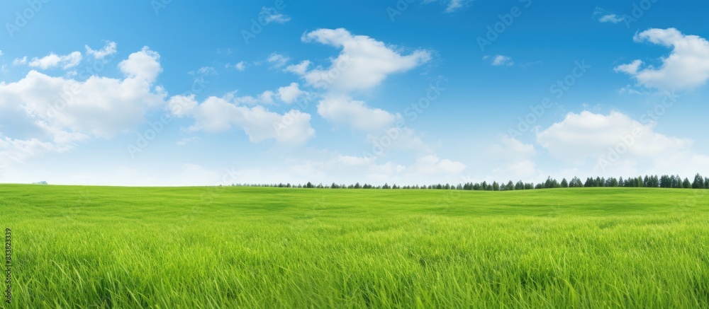 Poster green grass field with abundant copy space image available.