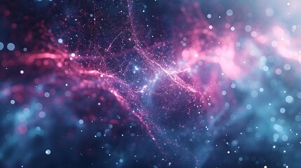 Obraz premium Futuristic Sci-Fi Template with Dynamic Plexus Effect and Copy Space for Text