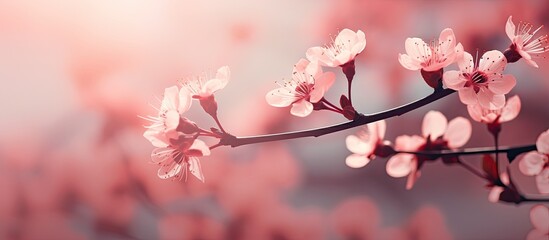 Obraz premium Close-up image of the first spring flowers with a toned effect, suitable for use as a background with copy space.