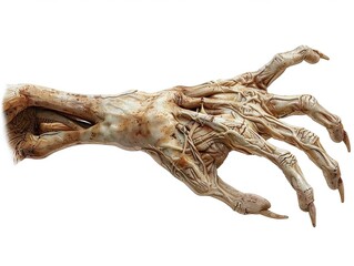 Fototapeta premium Generate a dicut PNG of a zombie hand prop, isolated on a white background