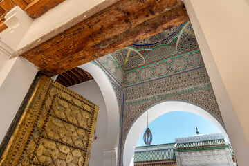 Al Attarine Madrassa Entrance, Golden Door and Islamic Geometric Patterns in Fez