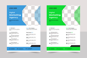 Corporate creative colorful business flyer template design set, Brochure design.A bundle of 2 templates of a4 flyer template,cover modern layout, annual report, poster,in green, yollow color, design.