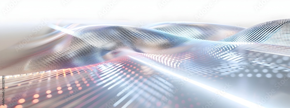 Poster mesmerizing 3d light wave diffraction pattern on white background