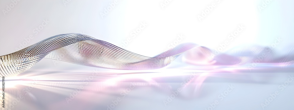 Poster mesmerizing light wave passing through diffraction grating in 3d rendering