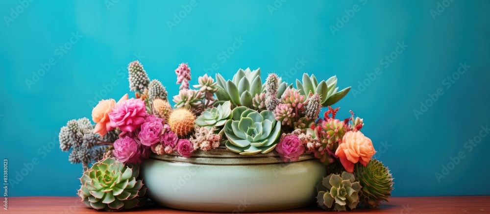 Aufkleber A flowerpot filled with numerous cacti, creating a charming display with copy space image.