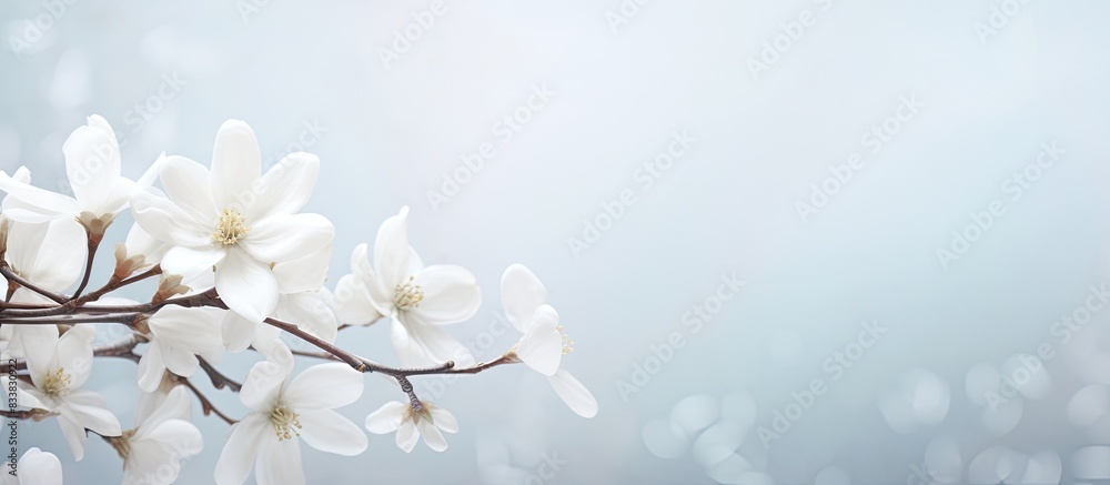 Aufkleber White flowers with a blurred background create a serene copy space image.