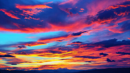Fototapeta premium Abstract vivid sky at sunset with copyspace, 16:9, 300dpi