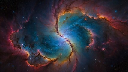 Colorful Nebula with Bright Stars and Cosmic Dust in Deep Space. Generative AI