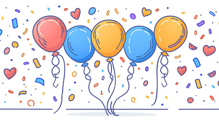 Colorful balloons. Vector illustration. Perfect for birthday, party, and celebration concepts.