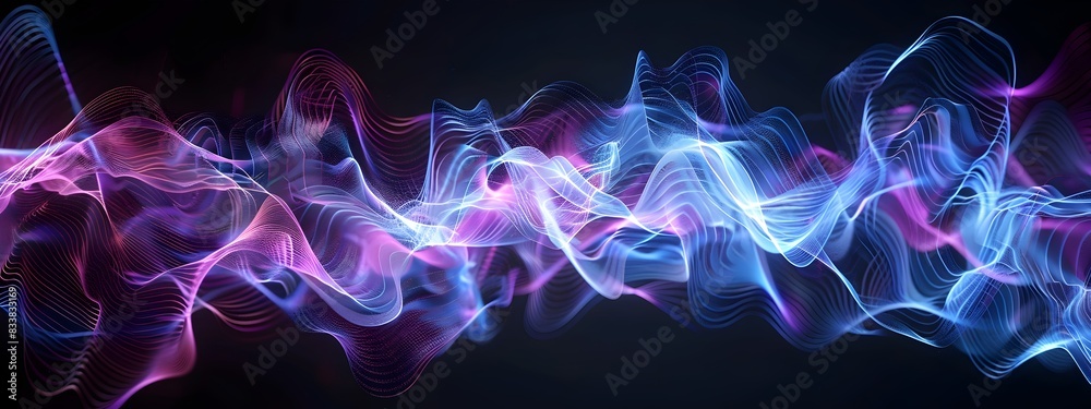 Poster mesmerizing wave packet vibrant digital fractal art visualizing dynamic energy flow