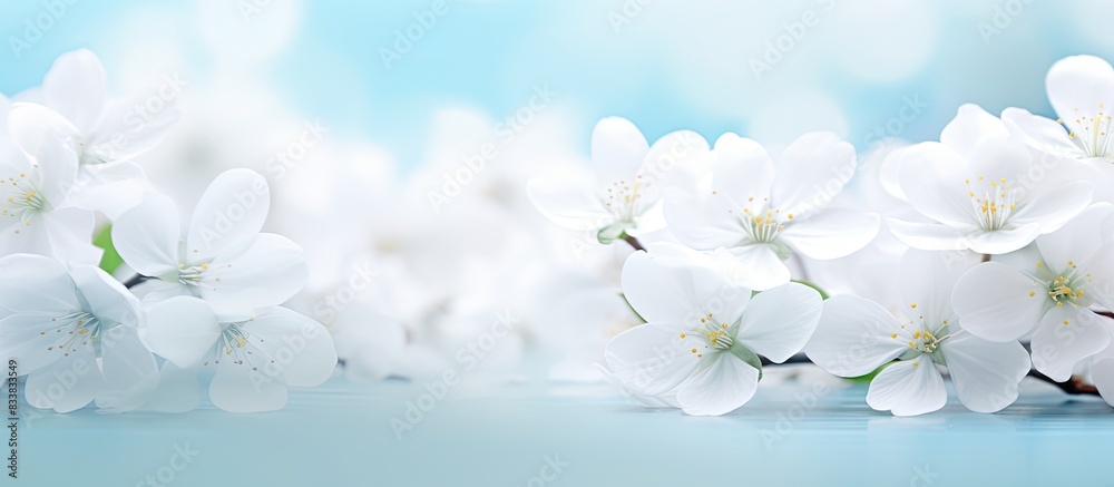 Aufkleber White flowers with a blurred background create a serene copy space image.
