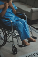 Obraz premium Doctor giving hope. Close up shot of young female physician leaning forward to smiling elderly lady patient holding her hand in palms. Woman caretaker in white coat supporting encouraging old person