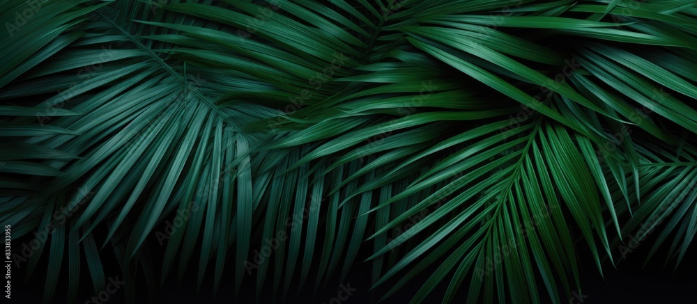 Aufkleber The dark green palm leaf color creates a textured background with tropical vibes, ideal for a copy space image.