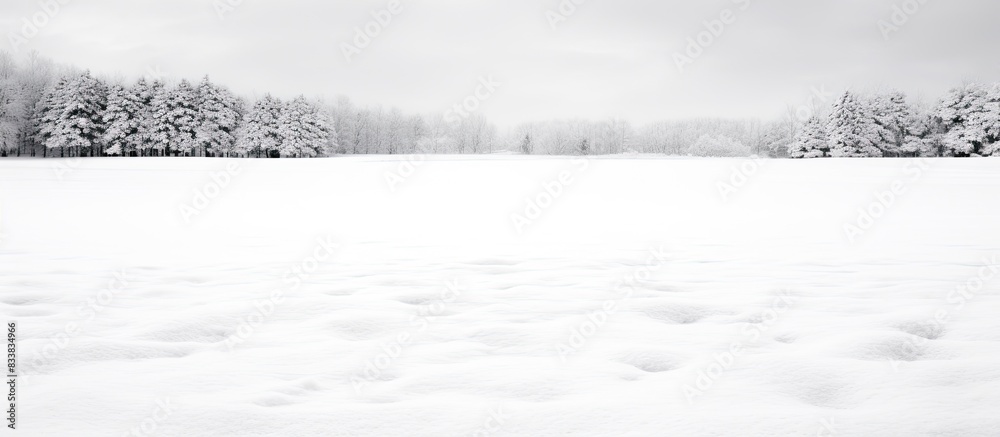 Poster snow covers the frozen field in a striking black and white scene with copy space image.