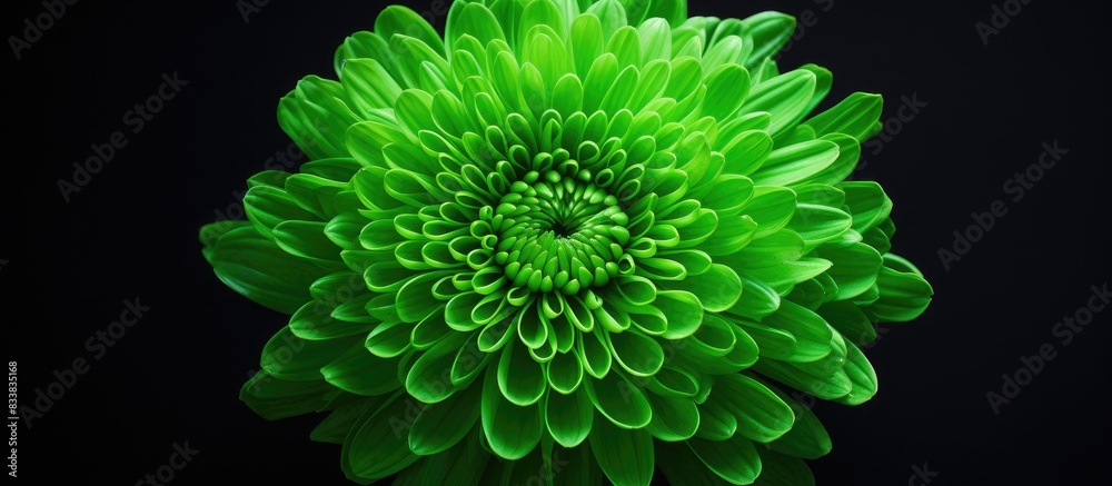 Poster a green chrysanthemum displayed in a copy space image.