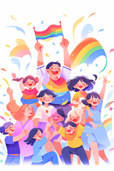 Naklejka premium LGBT families celebration Pride month , gay and lesbian relationship. Rainbow and Pride element with white background. 