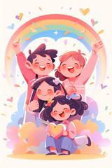 LGBT families celebration Pride month , gay and lesbian relationship. Rainbow and Pride element with white background.	
