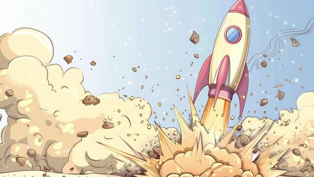 Launching new product or service. Technology development process. Space rocket launch. 3d render. 3d. Animations