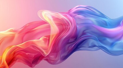 Obraz premium Design a 3D illustration featuring an abstract multicolor spectrum wave, flowing seamlessly across a soft color background, ideal for dynamic and creative visual presentations