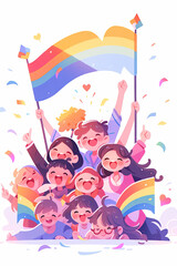Fototapeta premium LGBT families celebration Pride month , gay and lesbian relationship. Rainbow and Pride element with white background. 