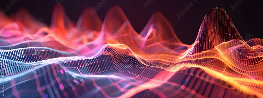 Poster mesmerizing abstract visualization of frequency notch filter effect