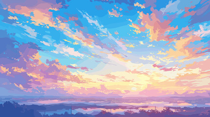 Colorful Sunrise Over Misty Landscape