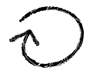 Hand drawn simple arrow drawn with wax crayon, chalk or charcoal. Uneven dry texture for underlining highlighting. Pencil drawn lines, strikethrough, grungy vector isolated on white