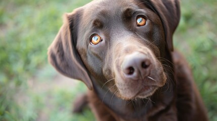Cute appearance of a chocolate labrador retriever