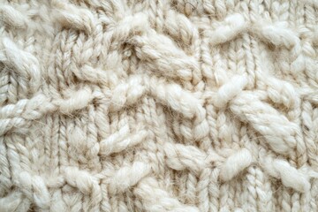 High-resolution image showcasing the detailed pattern of a cream woolen knit