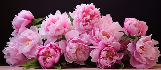 A stunning arrangement of peonies with a picturesque copy space image.