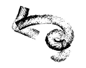 Hand drawn simple arrow drawn with wax crayon, chalk or charcoal. Uneven dry texture for underlining highlighting. Pencil drawn lines, strikethrough, grungy vector isolated on white