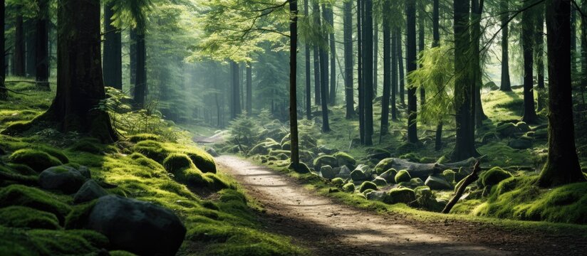 Stunning Italian forest scenery with ample copy space image.