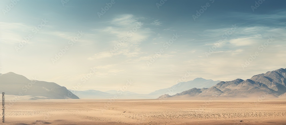 Poster a scenic bare mountain range and sandy valley desert in the middle east or africa make a captivating