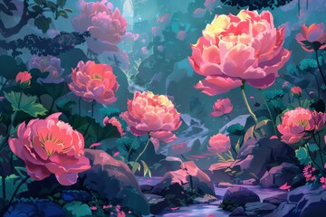Obraz premium A beautiful and picturesque scene with lush foliage