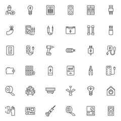 Electrician service line icons set
