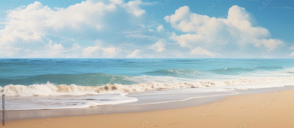 Poster scenic seascape featuring sandy shores and a tranquil ocean view, perfect for background images with