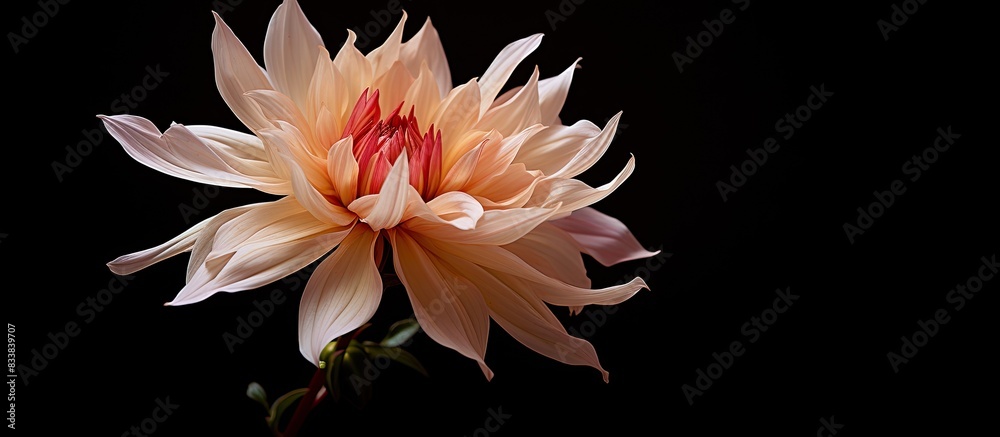 Aufkleber A flower is seen from above in a studio setting against a black background in a photograph with copy space image.