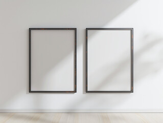 blank black square frame on the wall, frame mockup, modern interior design