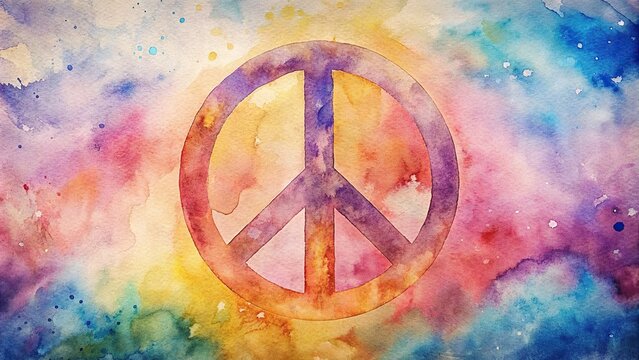 Watercolor peace sign on background, watercolor, aquarelle, peace sign, symbol,art, colorful, hand painted, abstract, texture,design, peaceful, isolated, harmony, creative, drawing
