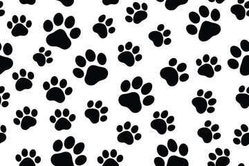  Elegant Seamless Black and White Dog Paw Print Pattern for Graphic Design and Textile Art