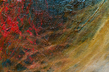 Abstract colorful background with chaotic brush strokes of an oil paint