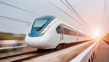 Naklejka premium modern train with speed light effect