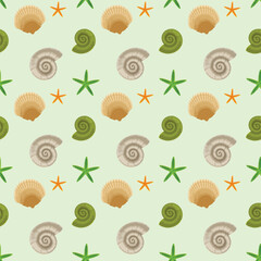 Sea Shell Seamless Vector Pattern Design