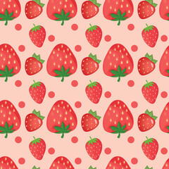Strawberries With Sugar Seamless Vector Pattern Design