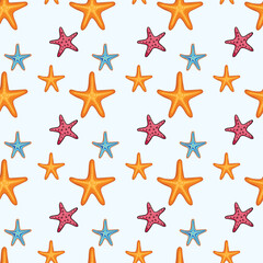 Starfish Gathering Seamless Vector Pattern Design
