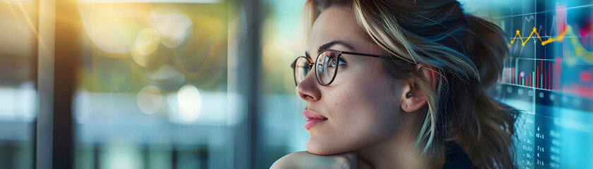 Success in Numbers: Photo Realistic Businesswoman with Financial Report Symbolizing Corporate Growth and Achievement. Perfect for Corporate and Business Advertisement. View Now on 